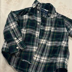 Ralph Lauren Dark Green and White Plaid Shirt